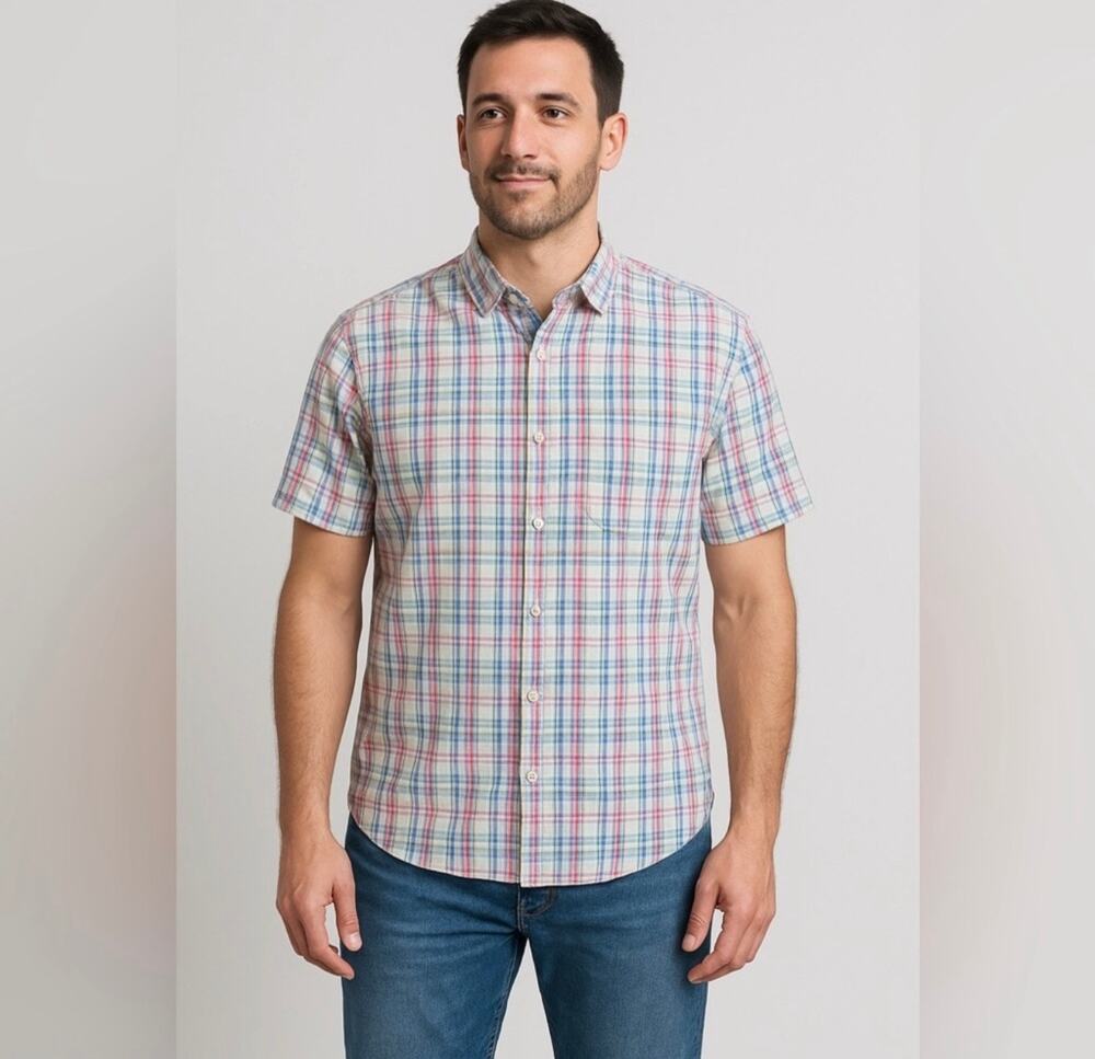 Mens Tommy Bahamas Pink/Blue Striped Shirt Size Medium
